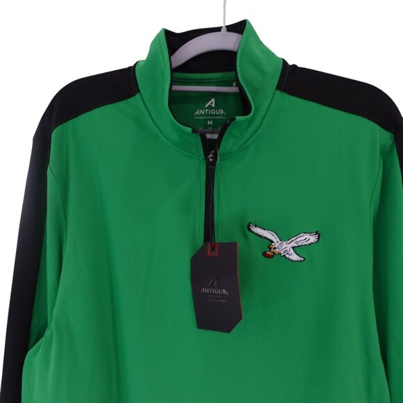 NWT Antigua Philadelphia Eagles Elevation Quarter-Zip Pullover Sz M Kelly Green - Picture 3 of 10